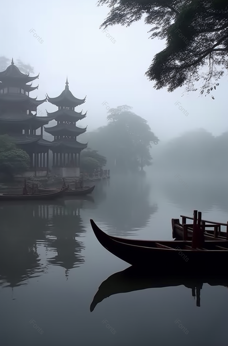 当地著名旅游景点湖面朦胧的风景,高清,摄影图,摄影图片,图片大全,摄影图免费下载